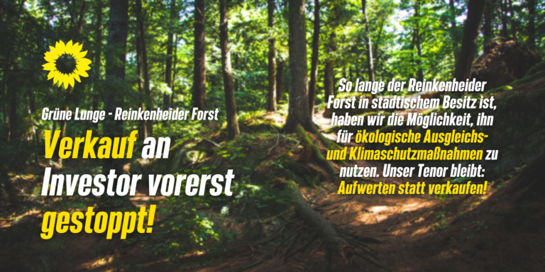 GRÜNE PP erfreut über vorerst gestoppten Verkauf des Reinkenheider Forsts