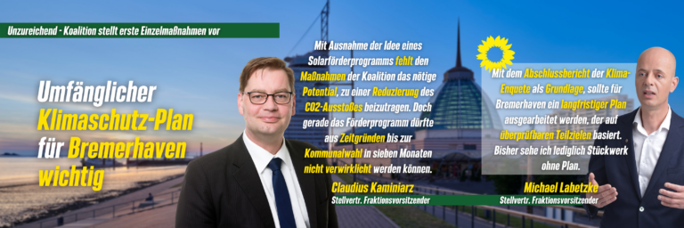 Grüne PP heben Bedeutung eines umfänglichen Klimaschutz-Plans für Bremerhaven hervor