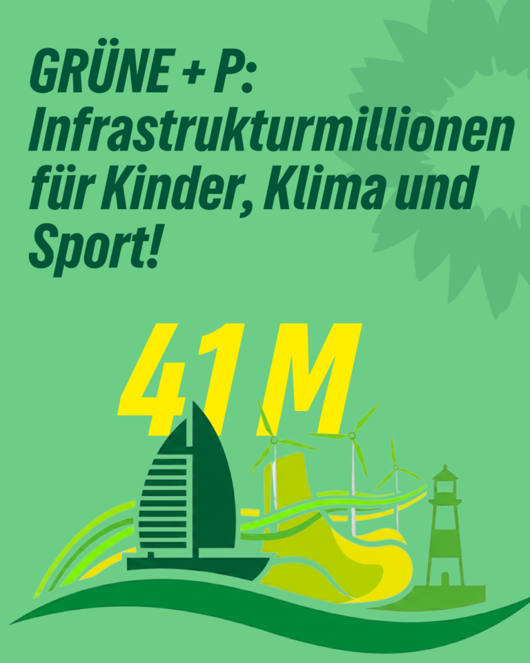 GRÜNE + P: Infrastrukturmillionen für Kinder, Klima und Sport!