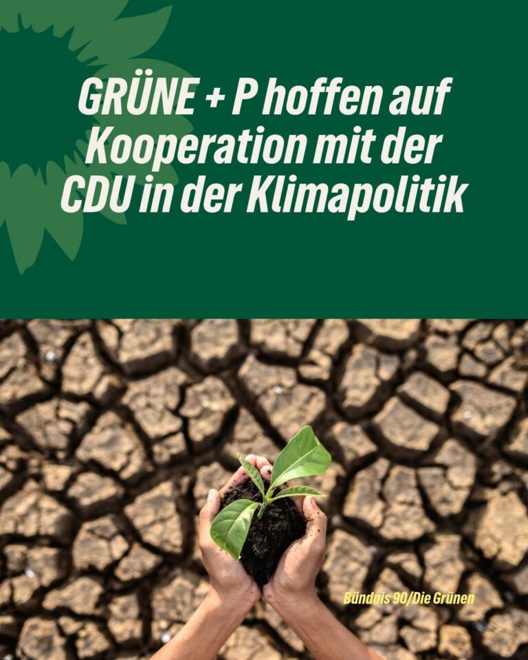 GRÜNE + P hoffen auf Kooperation mit der CDU in der Klimapolitik